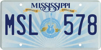 MS license plate MSL578