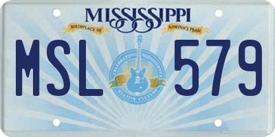 MS license plate MSL579