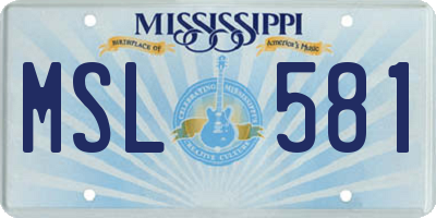 MS license plate MSL581