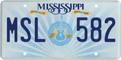 MS license plate MSL582