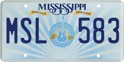 MS license plate MSL583