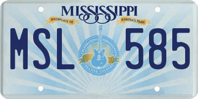 MS license plate MSL585