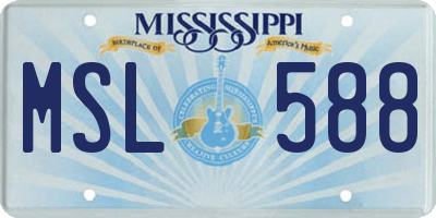 MS license plate MSL588