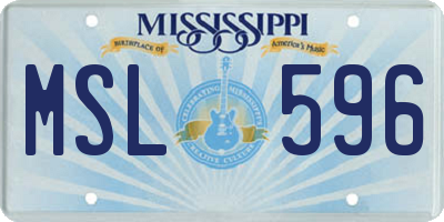 MS license plate MSL596