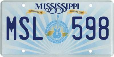 MS license plate MSL598
