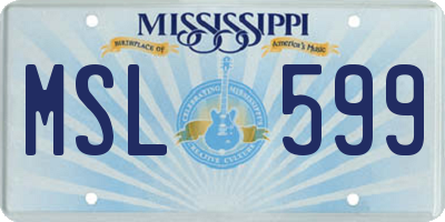 MS license plate MSL599