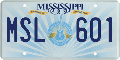 MS license plate MSL601