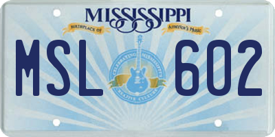 MS license plate MSL602
