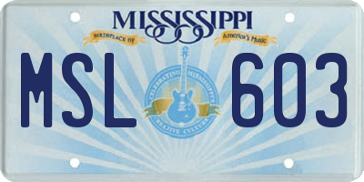 MS license plate MSL603