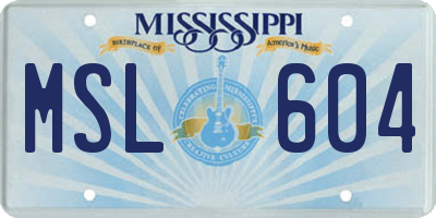 MS license plate MSL604