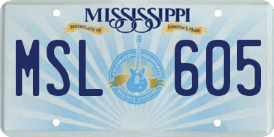 MS license plate MSL605