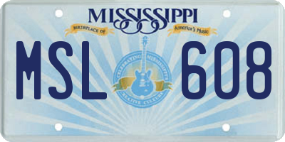 MS license plate MSL608