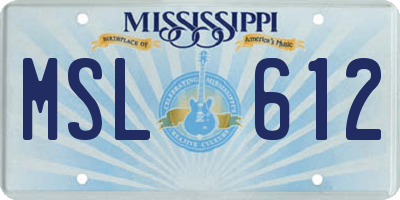 MS license plate MSL612