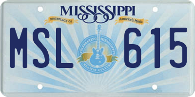 MS license plate MSL615