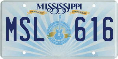MS license plate MSL616