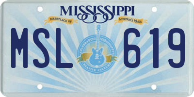 MS license plate MSL619