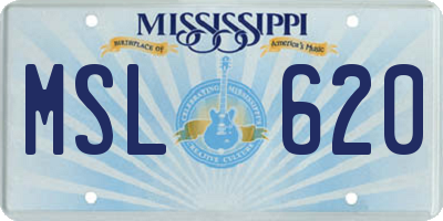 MS license plate MSL620