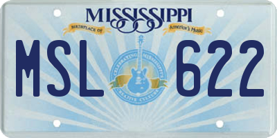 MS license plate MSL622