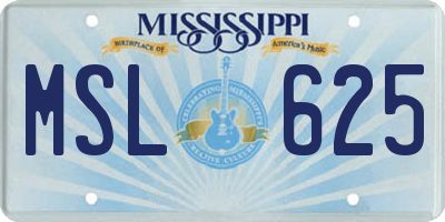 MS license plate MSL625