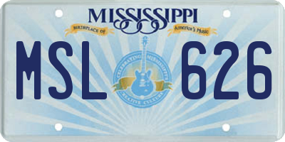 MS license plate MSL626