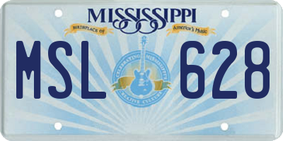 MS license plate MSL628