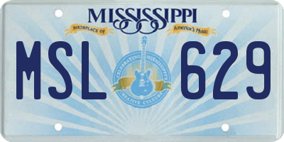 MS license plate MSL629