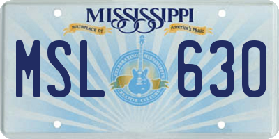 MS license plate MSL630