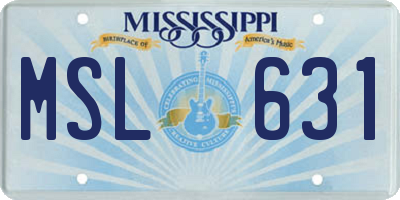 MS license plate MSL631
