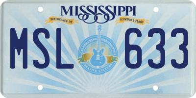MS license plate MSL633