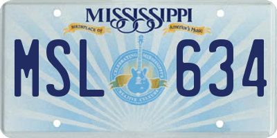 MS license plate MSL634