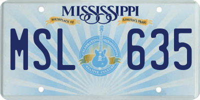 MS license plate MSL635