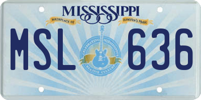 MS license plate MSL636