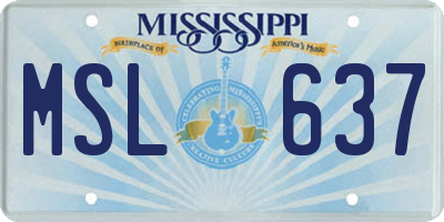 MS license plate MSL637