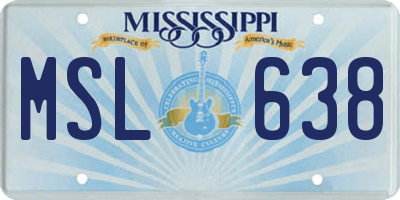 MS license plate MSL638