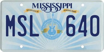 MS license plate MSL640