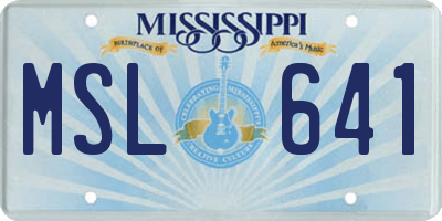 MS license plate MSL641