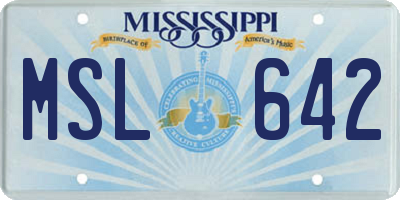 MS license plate MSL642