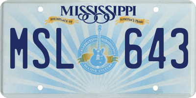 MS license plate MSL643