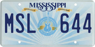 MS license plate MSL644