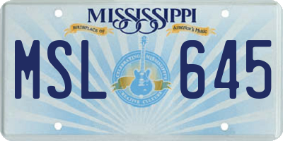 MS license plate MSL645