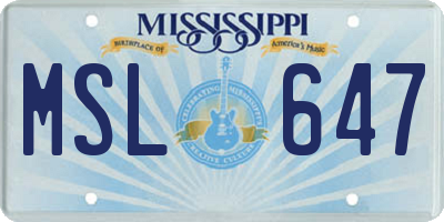 MS license plate MSL647