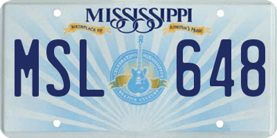 MS license plate MSL648