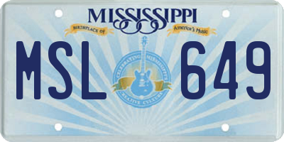 MS license plate MSL649