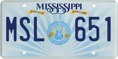 MS license plate MSL651