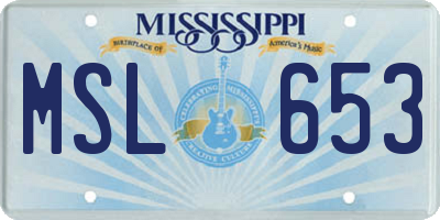 MS license plate MSL653