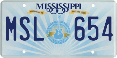 MS license plate MSL654