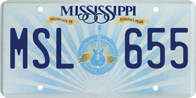 MS license plate MSL655