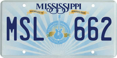 MS license plate MSL662