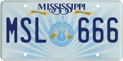 MS license plate MSL666