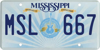 MS license plate MSL667